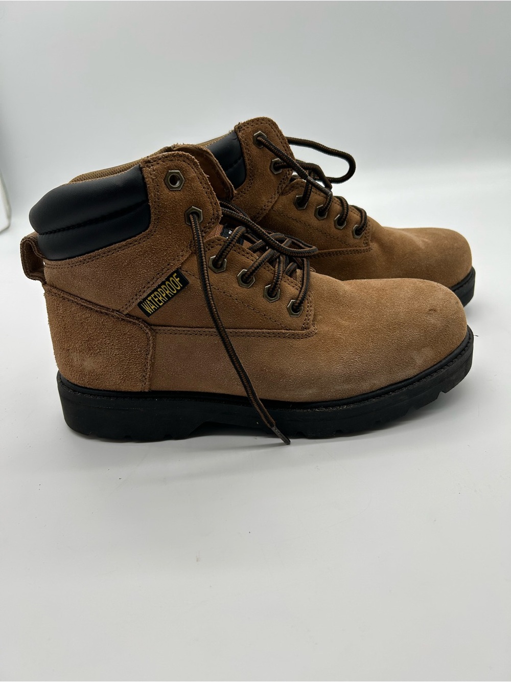 Brahma Men’s Alpha Steel Toe Waterproof Work Boot In Brown Suede Leather size 9